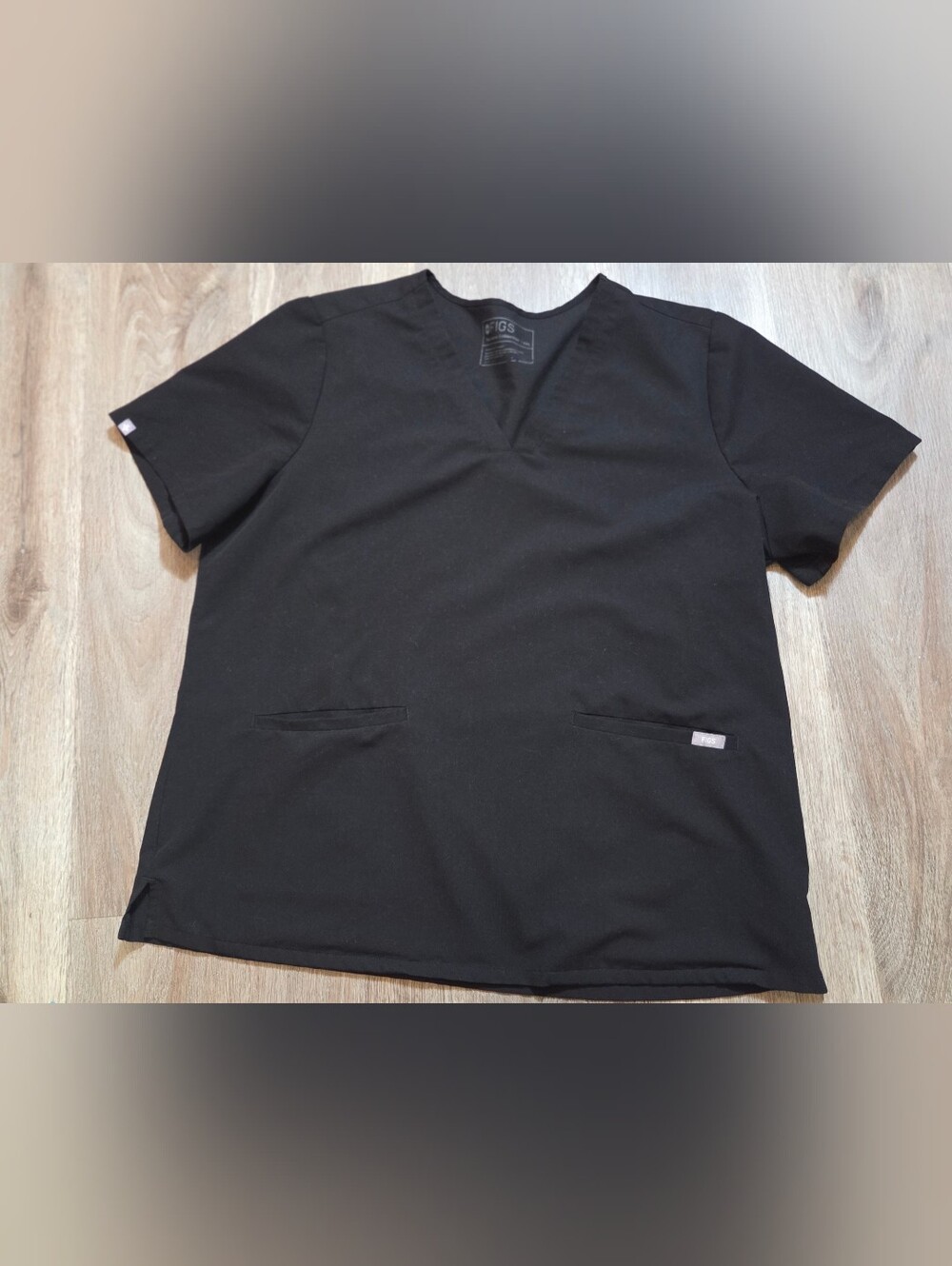 FIGS Technical Collection Black Scrub Top XXL V-Neck 3 Pocket Stretch